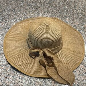 Elegant Tan Wide Brim Sun Hat